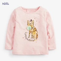 little maven kids 2021 autumn brand clothes children pink tiger print animal t shirt fall clothes for toddler girls 2 7 years