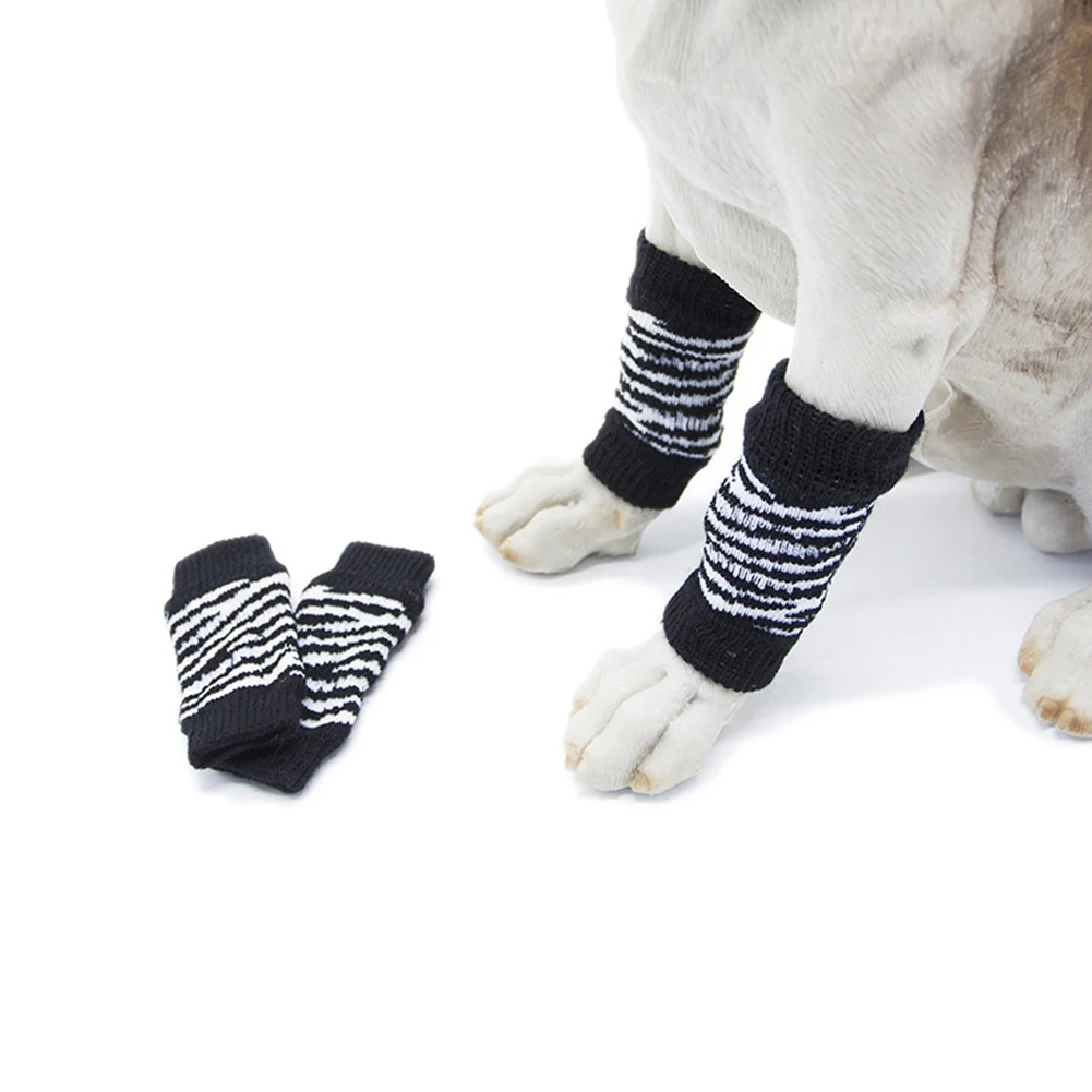 4Pcs/Set Winter Pet Dog Leg Socks Zebra Leopard Dots Print Non-slip Warmers dog socks clothes accessories | Дом и сад
