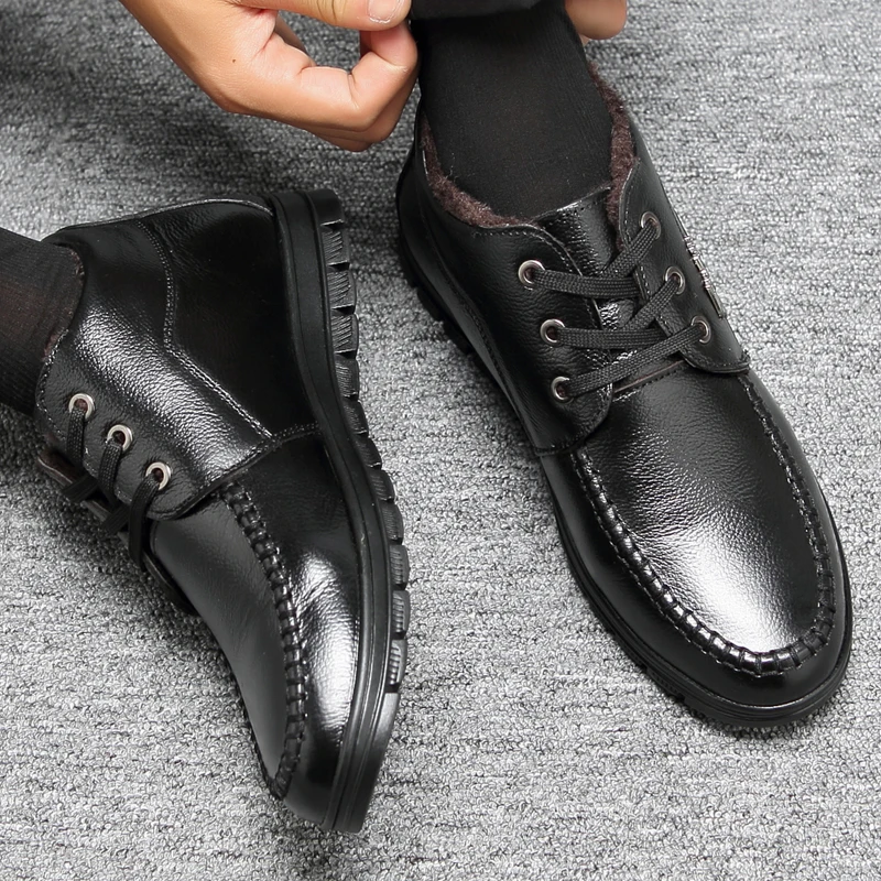 

Plush Warm Sneakers Men Genuine Leather Business Dress Casual Shoes Male Fashion Loafers Walking Footwear Sapatos Masculino VII