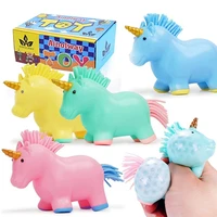 4 pack colorful unicorn squishy stress balls toy for girls boys beads inside squeezing stress relief novelty toys