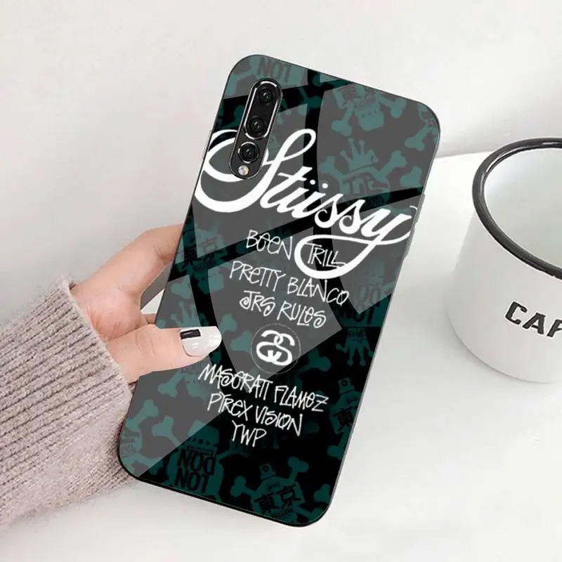 

ZFGHSHYQ The Stsusy Phone Case Tempered Glass For Huawei P9 10 Plus 20 Pro Mate9 10 20 20pro Honor7A 8X 9 10 Nova3i 5