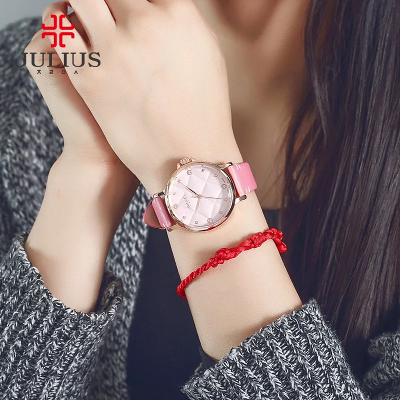 

Julius Women's Watch Leather New Fashion Dress Ladies Wrist Female Clock Japan Quartz Crystal Rhinestone Gift For Girl 877