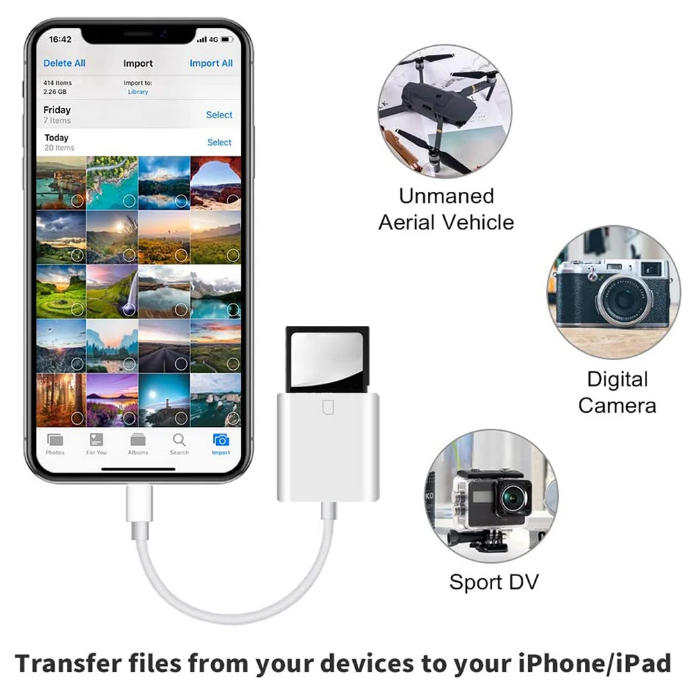 Адаптер для SD-карты OTG с подсветкой камеры Micro SD устройство чтения карт телефона iOS
