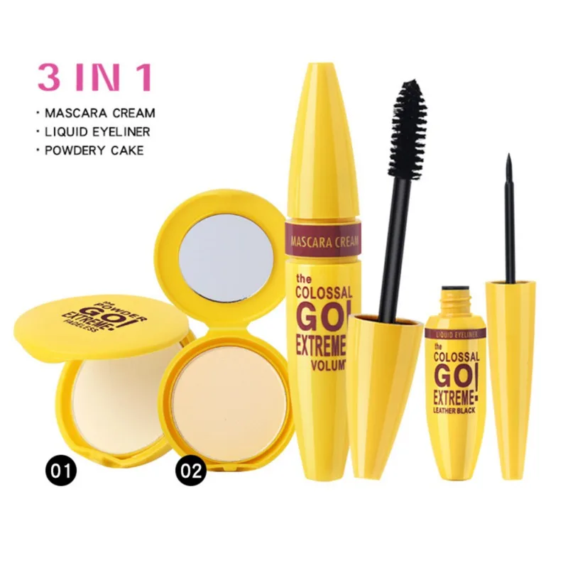 Набор для макияжа плотная тушь ресниц + подводка глаз пудра набор не Цветущая