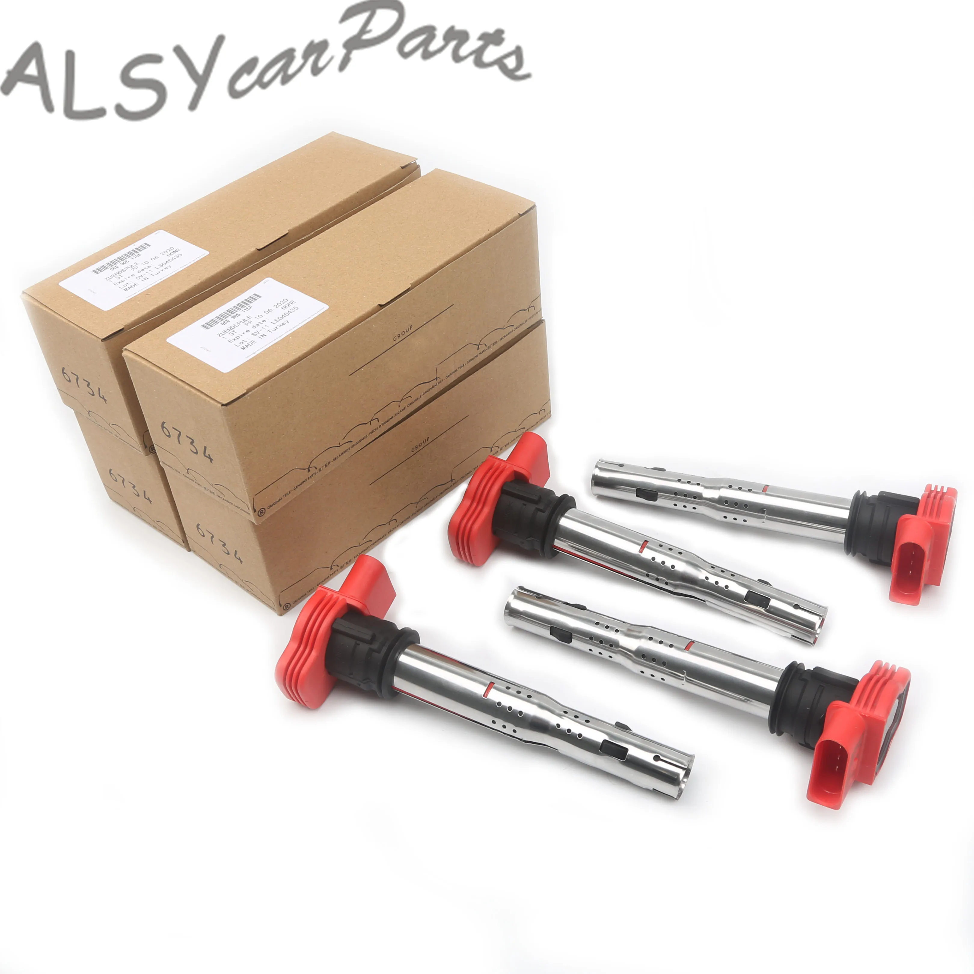 YIMIAOMO OEM 4 шт. красные катушки зажигания 06E 905 115 F для Audi R8 A4 A5 RS6 A8 Q5 Q7 VW Touareg V6 V8 Engine