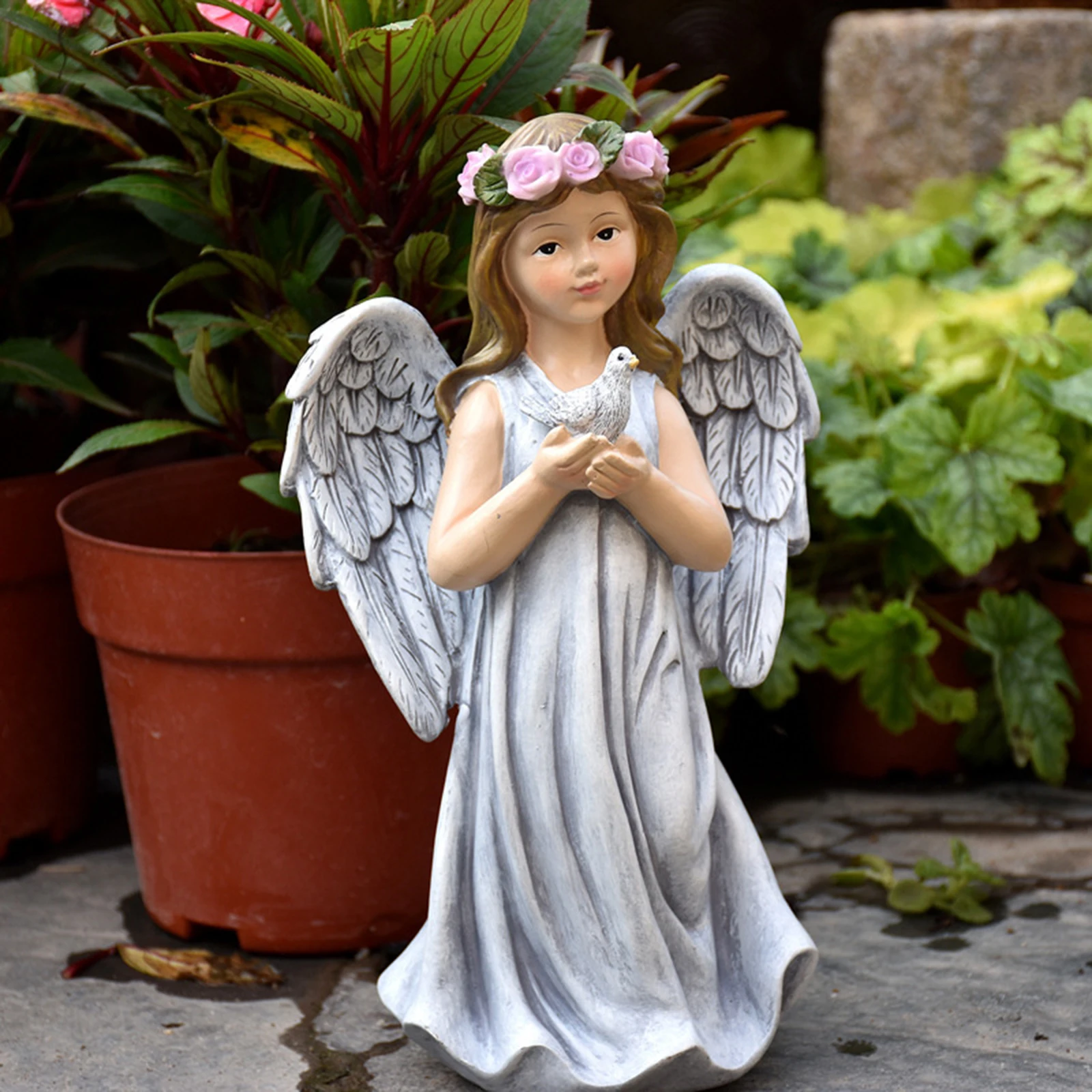 

Angel Statue Figurine Home Garden Decor Resin Angel Statues Sculpture Memorial Sculpture Indoor Outdoor Decorations