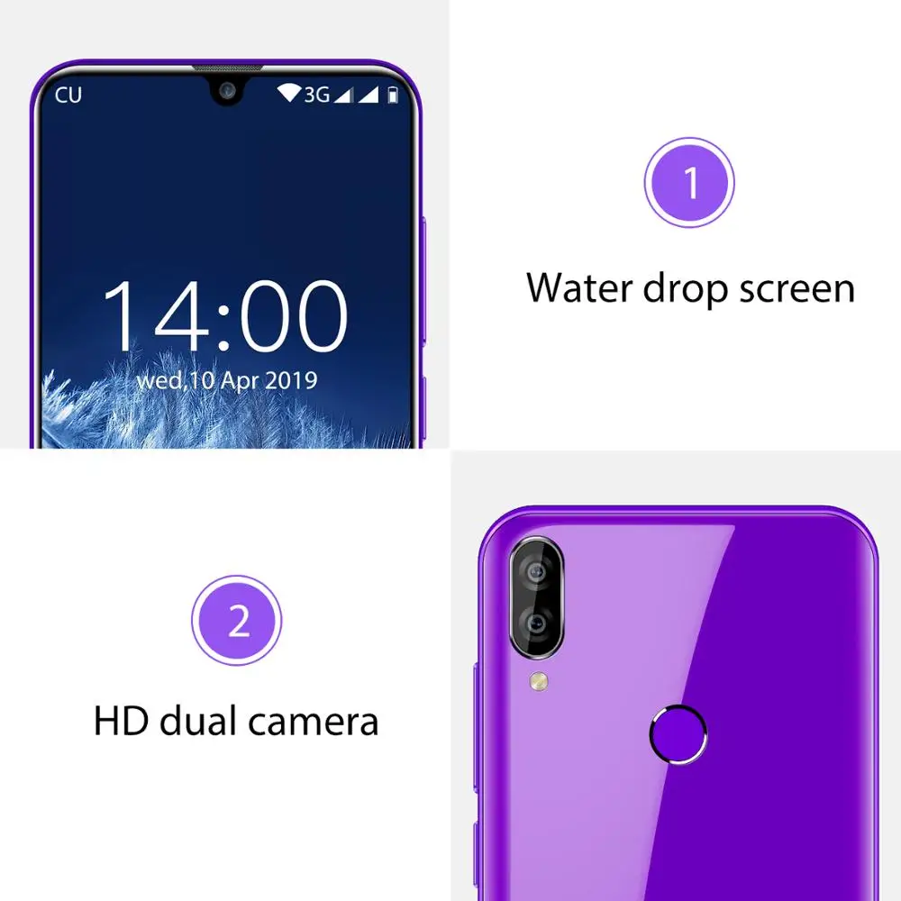 OUKITEL C16 2 ГБ 16 Android 9 0 смартфон 5 71 'ཏ:9 MT6580P отпечаток пальца Лицо ID капля экран В/1A