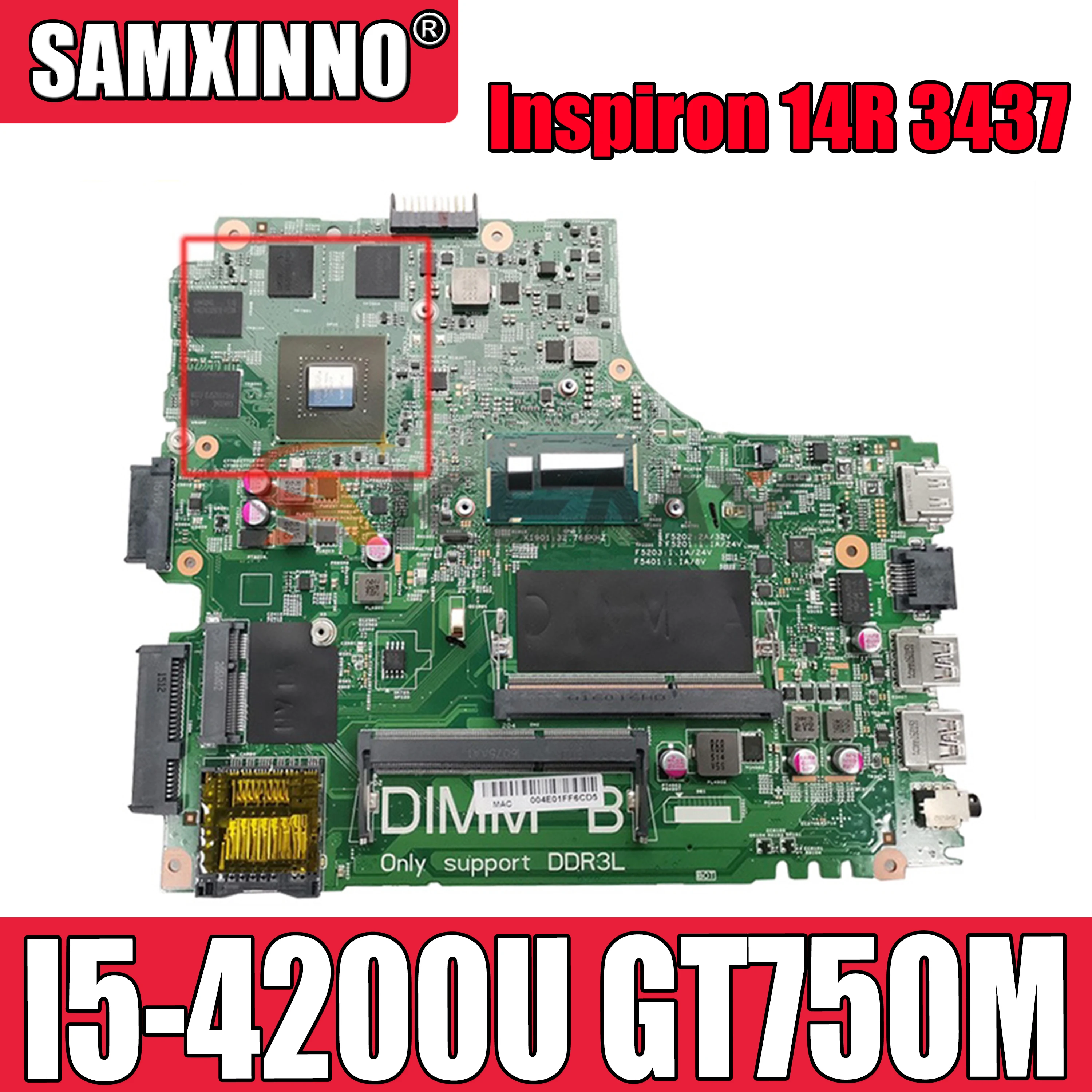 

Оригинальная материнская плата для ноутбука DELL Inspiron 14R 3437 5437 I5-4200U GT750M материнская плата CN-0CN2DV 0CN2DV 12307-1 N14P-GT-A2 SR170