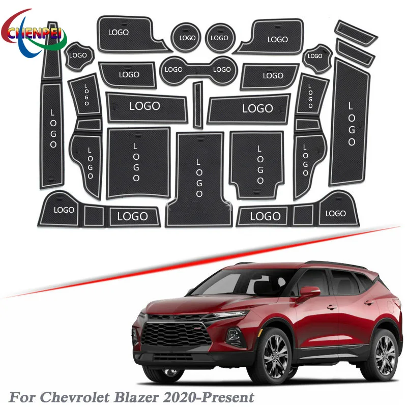 

Brand LOGO Car Styling For Chevrolet Blazer 2020-Present Gate slot pad Interior Door Groove Mat Non-slip dust Mat Accessory