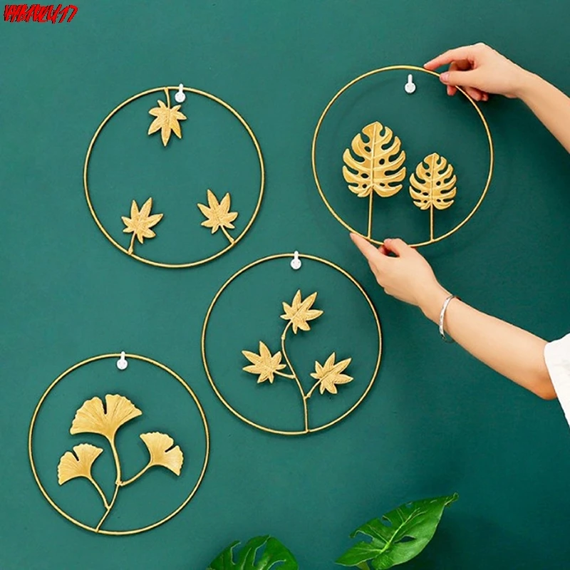 

NEW 1Pcs Nordic Style Wall Hanging Decoration Leaf Shape Iron Art For Bedroom Living Room Home Decor Wholesale