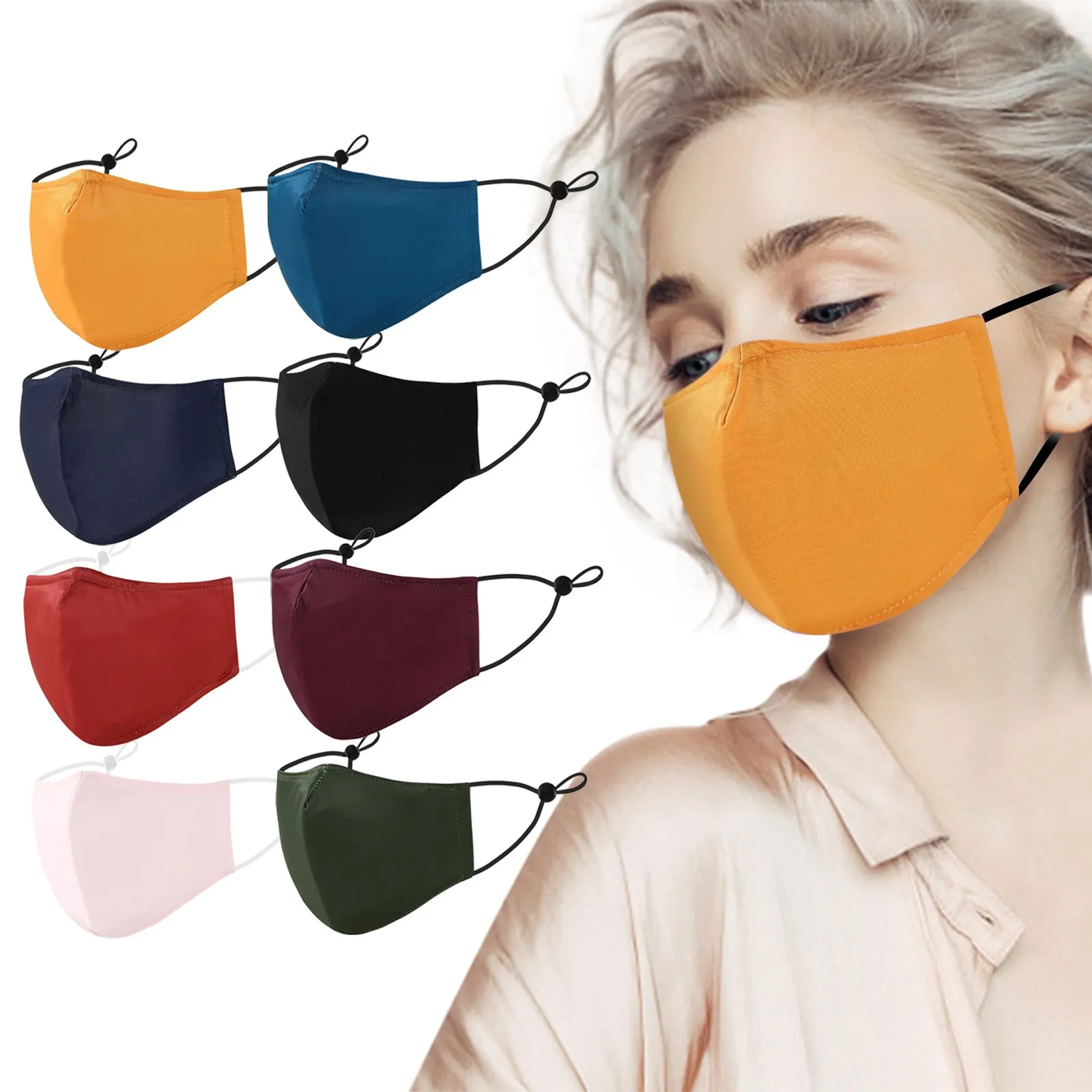 

Fashion Adult Mask Pure Color Cloth Cotton Unisex Facemask Washable Reusable Ultrathin Outdoor Breathable Adult Mask Masque