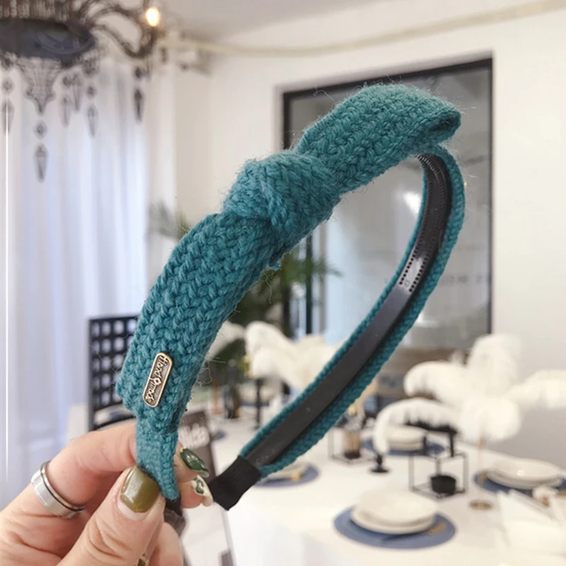 

Winter Girls Knitted Knot Headbands New Fashion Solid Handmade Warm Twist Hairbands For Women Girls Hair Hoop Accessories