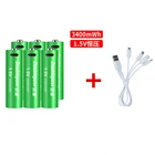 Новинка, перезаряжаемая батарея 1,5 в AA, МВтч, USB перезаряжаемая литиевая батарея, быстрая зарядка через кабель Micro USB