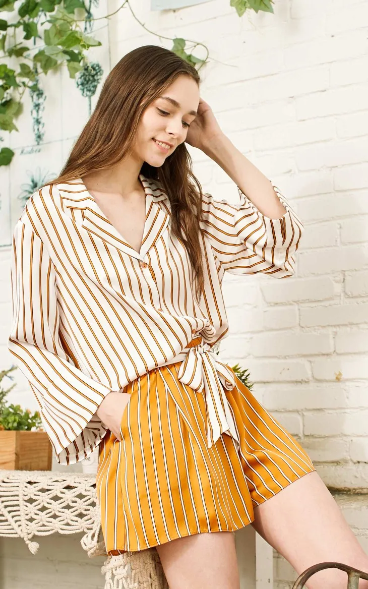 Vero Moda женские полосатые топы разных цветов с широкими манжетами для дома | 3191P9501