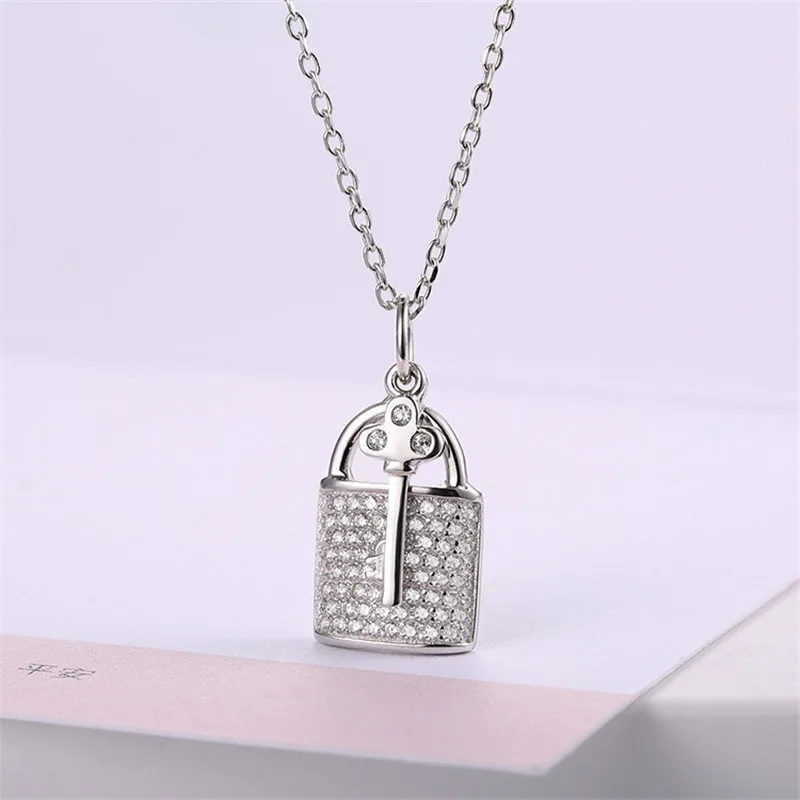 Корейский сладкий ключ с подвеска "замок" 925 пробы серебряные ювелирные изделия Натуральный Свежий шею цепь для женщин мужчин