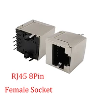 2510pcs rj45 network ethernet interface metal rj45 8pin female jack pcb board straight 8p8c crystal head seat socket adapter