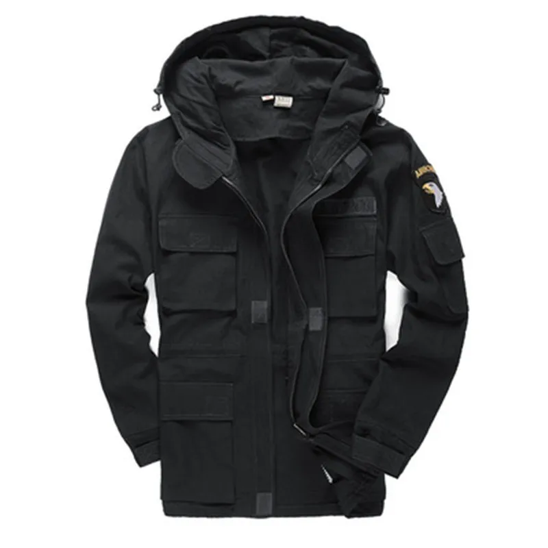 

Spring Autumn US Army Tactical Trench Men Coat Pure Cotton Solid Camouflage Clothing Classic Fleece Parka Military Mens Jacket