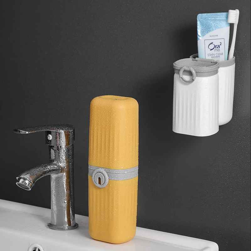 

Toothbrush Toothpaste Storage Case and Carrier Holder for Camping Bathroom Wall Mounted Multifunction Portable Plastic Travel