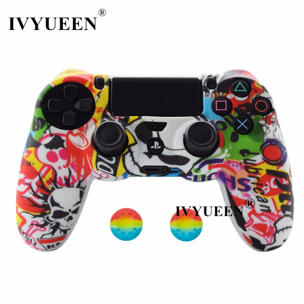 IVYUEEN 44 цвета силиконовый Камуфляжный защитный чехол для sony Dualshock 4 PS4 DS4 Pro тонкий контроллер ручки джойстик колпачки