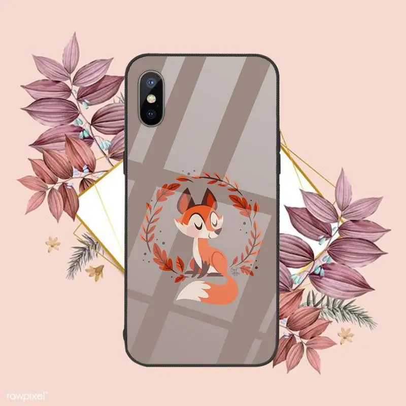 

Cartoon animal fox Phone Case Tempered glass For iphone 6 6S 7 8 plus X XS XR 11 12 mini PRO MAX