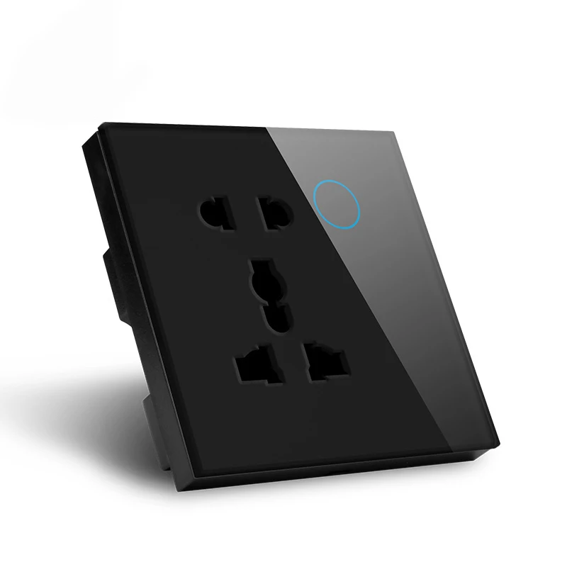 Black Color ASEER 5 контактный разъем wifi UK 86*86*38 мм, Черный Кристалл Закаленное стекло панель wifi розетка, совместимый google, alexa умная настенная розетка - Тип: Black Color