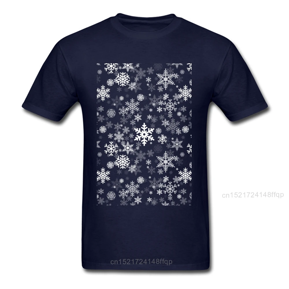 Winter Festive Snowflakes T Shirt Xmas Men T-shirts Customized Tee Shirts Merry Christmas Tops Adult Cotton Gift Clothes Black | Мужская