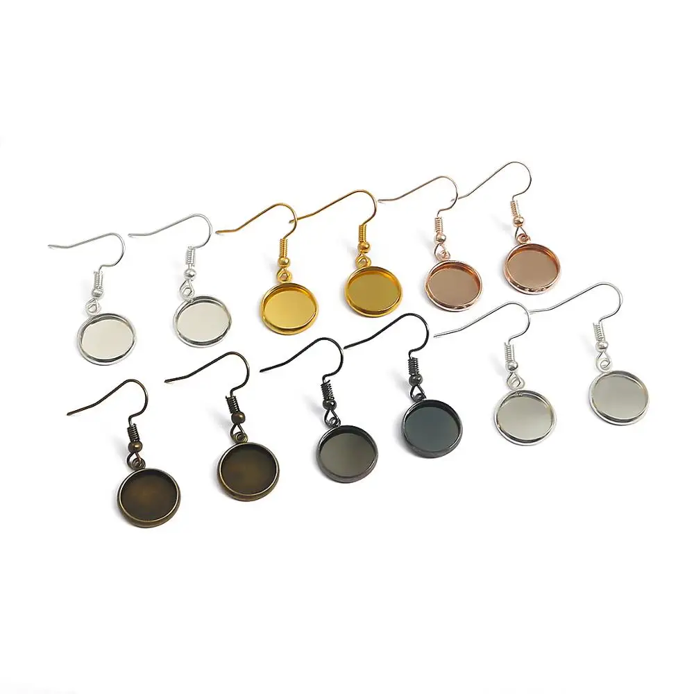 Набор круглых подвесок для Кабошон серьга с застежкой-крючком основа ушей 10-25 мм