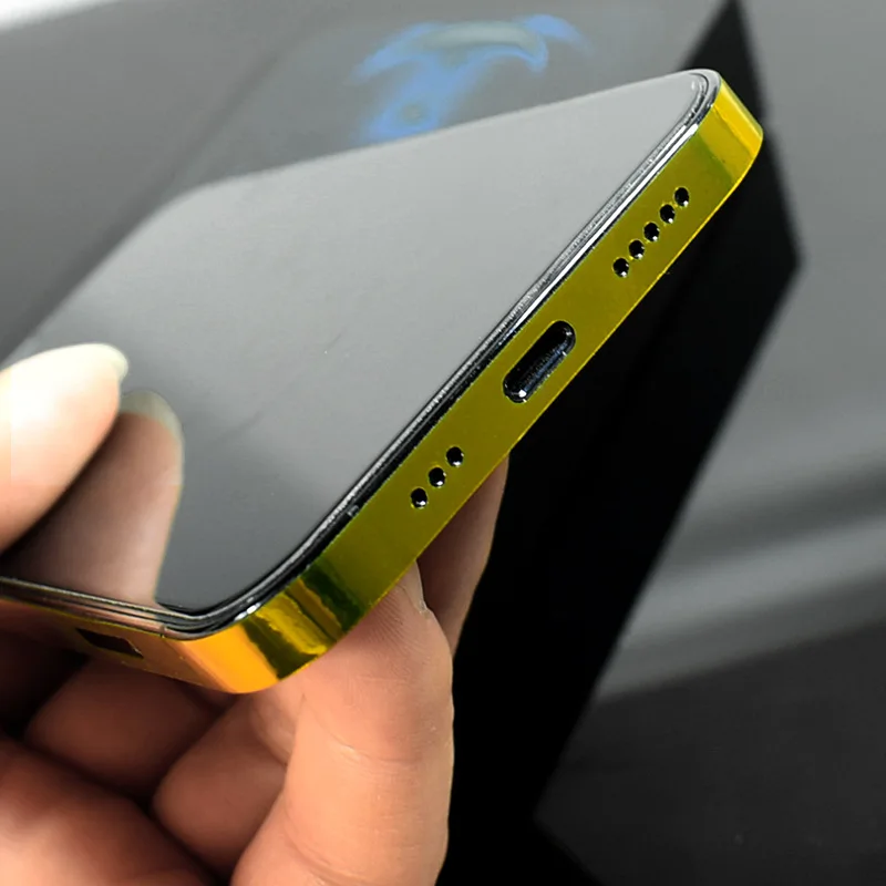 Dropshipping Electroplating Mirror Frame Film For iPhone 14 12 13 Pro Max 14Pro Mini 12Pro Back Patch Color Side Border Sticker