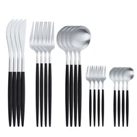 stainless steel tableware set matte cutlery set silverware dinnerware luxury flatware home fork spoon knife kitchen dinner set