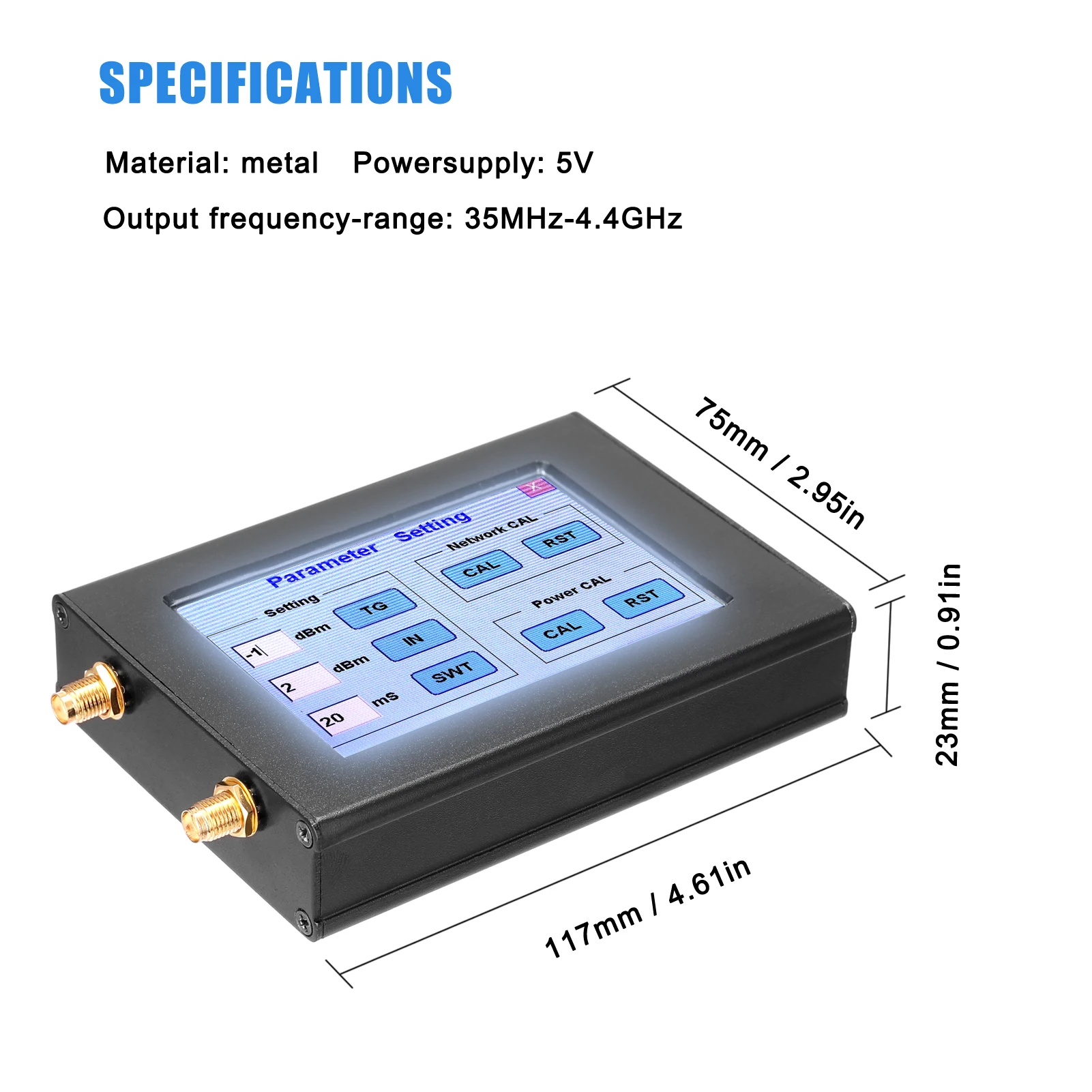 Goedkoop 3.5Inch Tft Kleuren Spectrum Analyzer 35-4400M Eenvoudige Frequentie Netwerk Spectrum Analyzer Oint S-Wenen 4 Modi Met Trace Bron