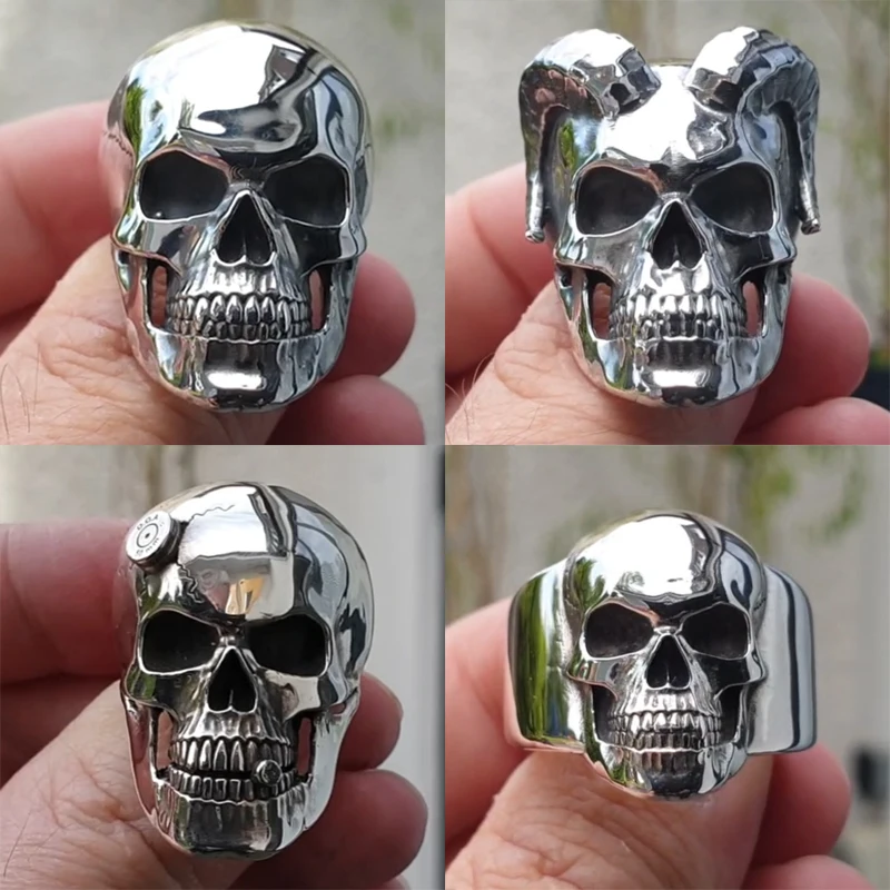 

Hip-Hop Vintage Men's Skull Rings 4 Styles Ghost Head Skull Ring Gothic Punk Rock Biker Jewelry Accessories Size 6-13 Wholesale