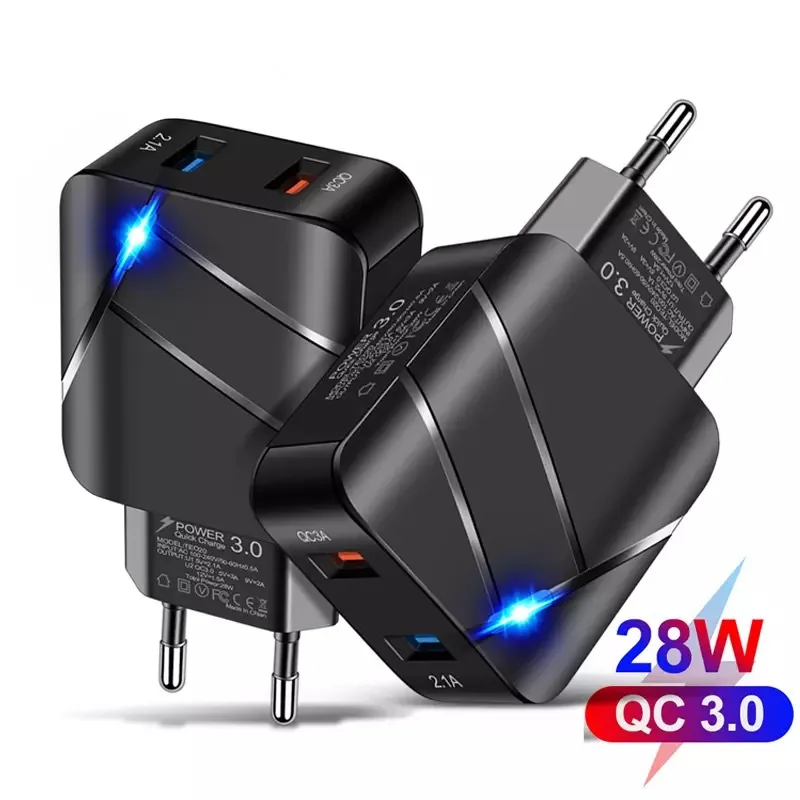 

USB Charger 2 Ports Quick Charge 3.0 for for Samsung Xiaomi fast charger 3A 2.1A Lighting QC 3.0 Phone Adapter for iPhone 12