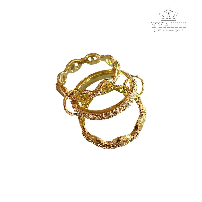 

European and American Fashion Splicing Small Design Rings, Light Luxury Chains for Men and Women Lovers Ring