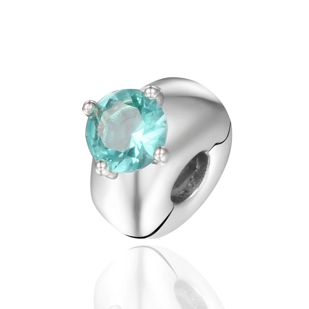 Fit Pandora Bracelets Green Round Solitaire Clip Charm Silver 925 Original Beads for Jewelry Making Sterling Charms Bead | Украшения и