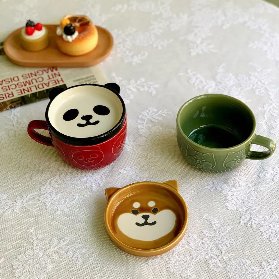 

Caneca de cerâmica coreana 300ml, caneca criativa para café, chá, leite, fofa, shiba inu, copos de casal, o melhor presente de