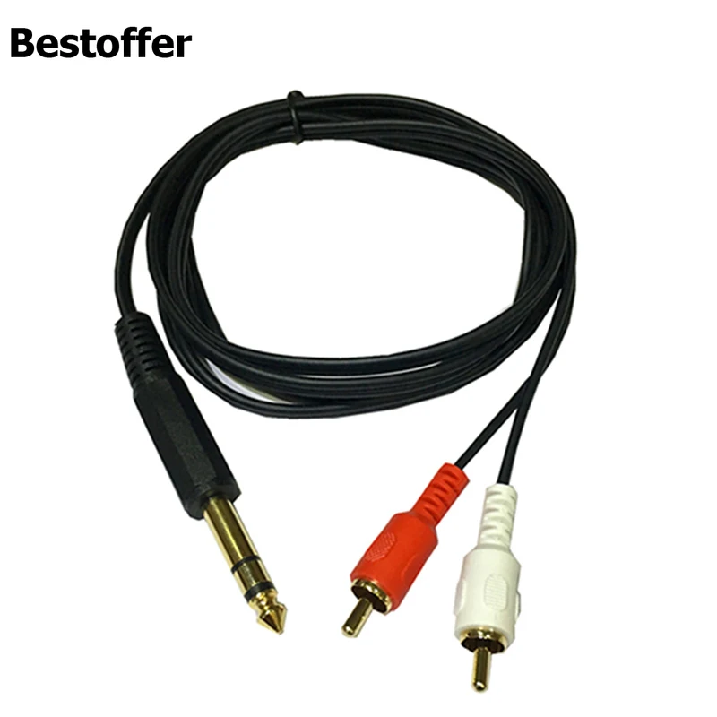 1 5 м 6 35 мм до 2 RCA штекер Phono Jack стерео аудио y-сплиттер кабель | Электроника