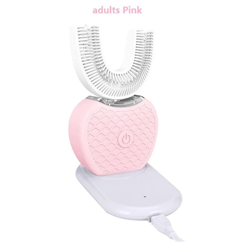 1pc Adults pink Умная 360 градусов Автоматическая звуковая электрическая зубная щетка для детей и взрослых, u-образный 4 режима, зубная щетка, usb зарядка, отбеливание зубов - Цвет: 1pc Adults pink