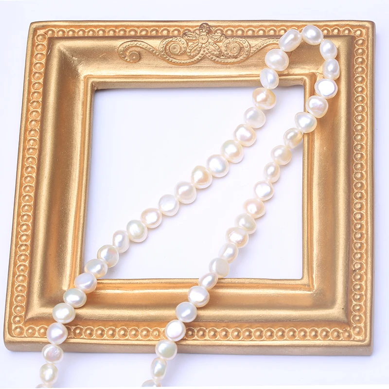 Колье с натуральным пресноводным жемчугом 14 к круглой пряжкой|Ожерелья| |