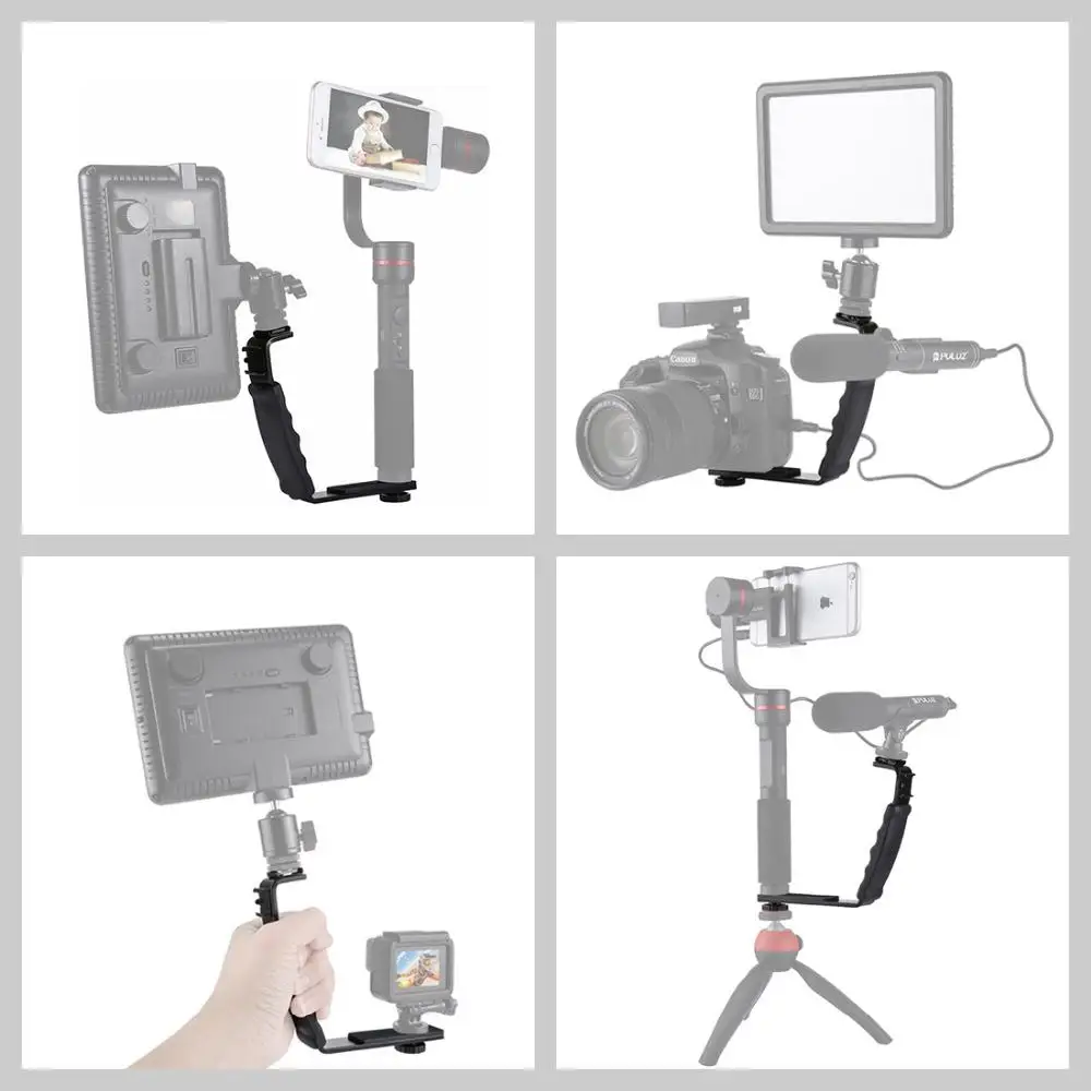 For Video Light Flash DSLR Holder Photography Camera Grip L-Shape Bracket With 2 Side Hot Shoe Mounts r60 | Электроника