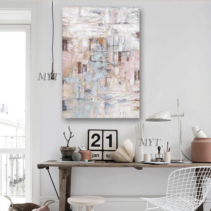 Абстрактная простая картина маслом без рамы на стену в интерьере дизайн 100%