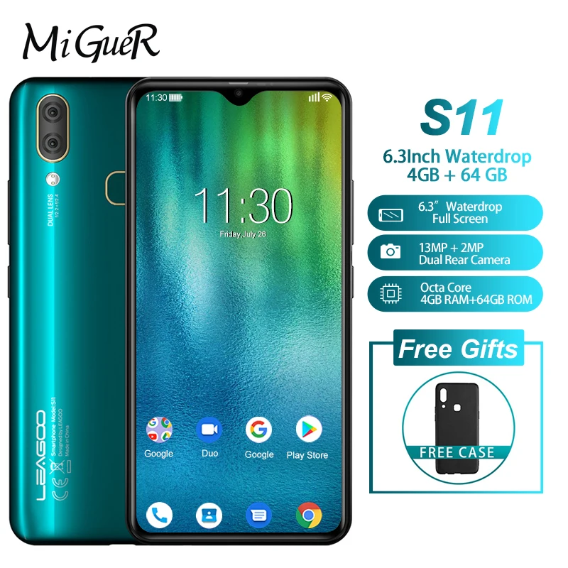 LEAGOO S11 Android 9 0 мобильный телефон 4 Гб 64 6 3 &quotдисплей капли воды Helio P22 Восьмиядерный