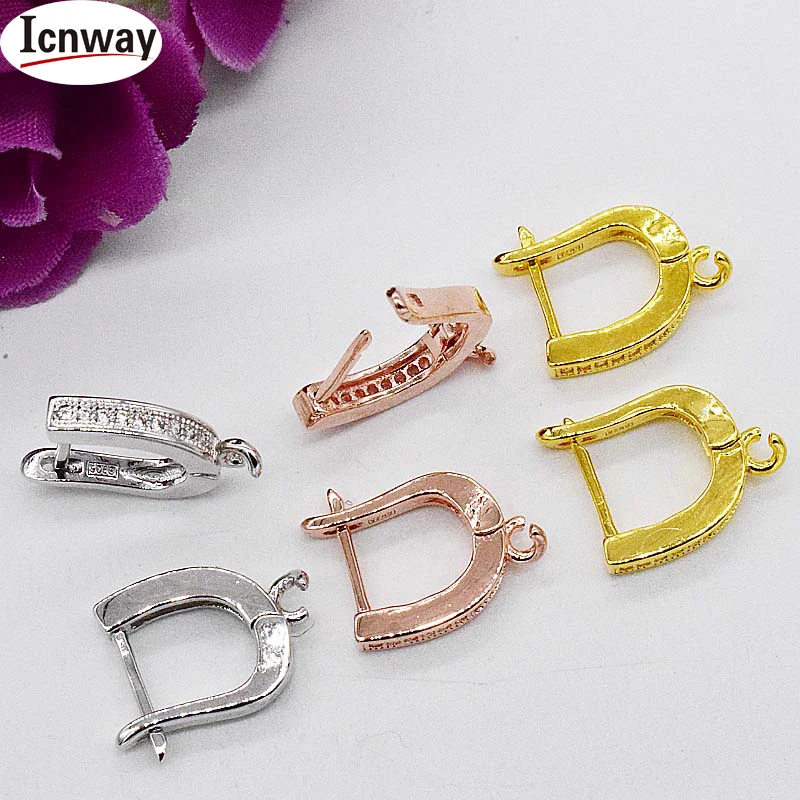 

wholesale 2pcs Rhinestone inlay gold&silver Plated earring finding 10*10mm For DIY bracelet necklace Free shipping icnway