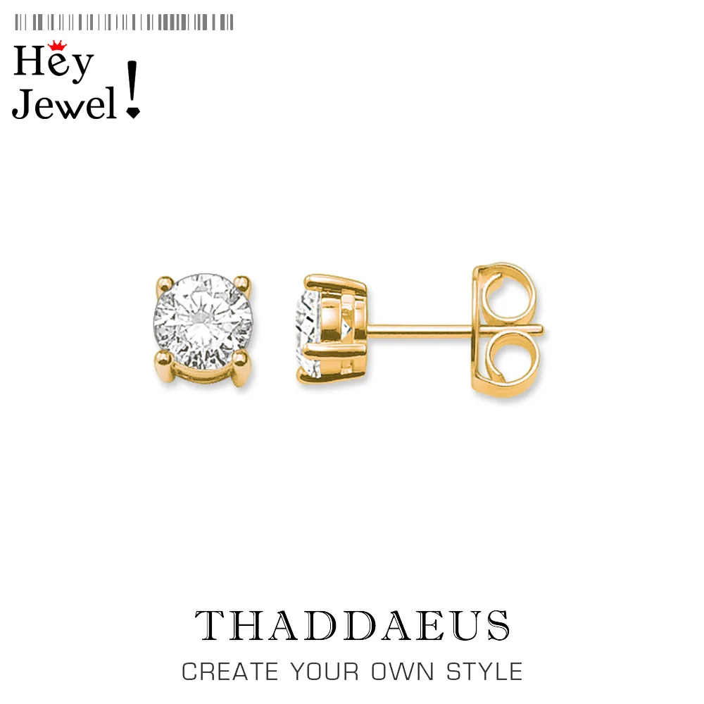 Серьги гвоздики с золотым и белым фианитом модные блестящие ювелирные украшения