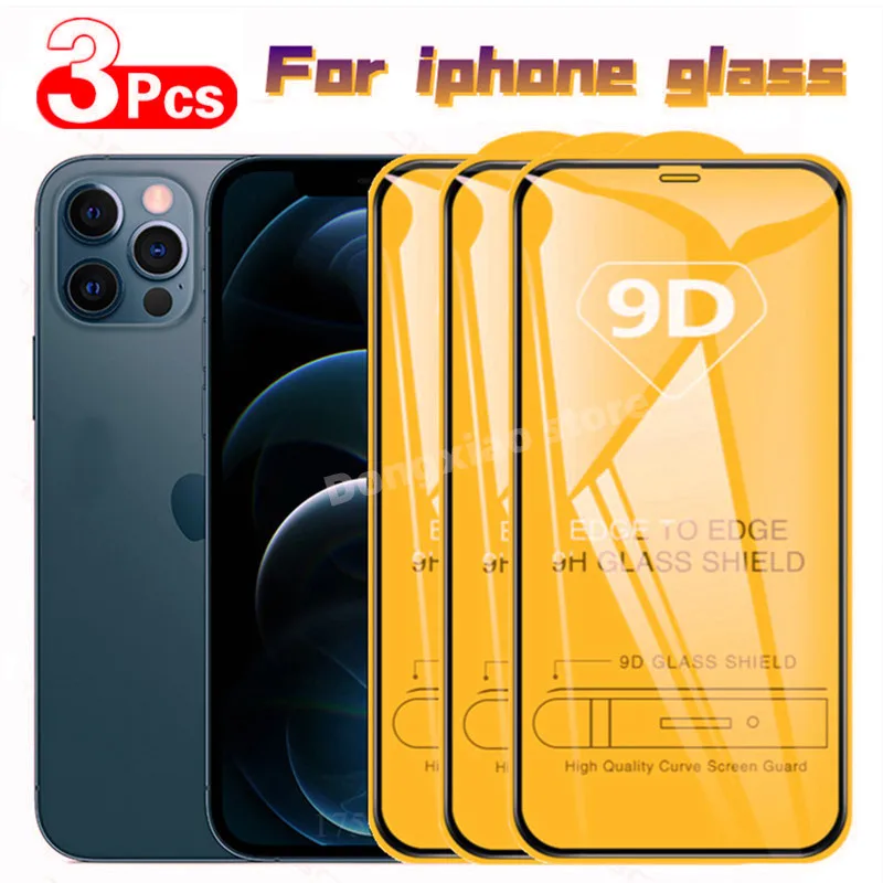 Protector de pantalla de cristal 9D para iPhone, Protector completo para iphone...