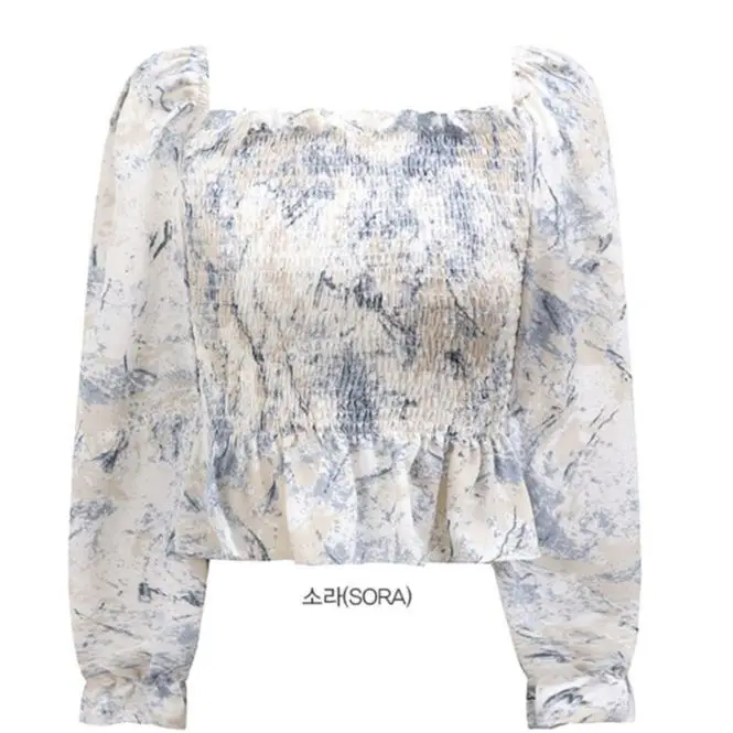 

Han edition small broken flower sexy women chiffon long sleeve shirt