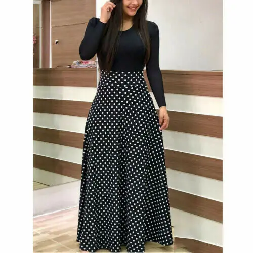 

Hot Sales Plus Size Women Autumn Dress 2020 Patchwork Vintage Floral Long Dresses Casual O-neck Long Sleeve Boho Party Dress