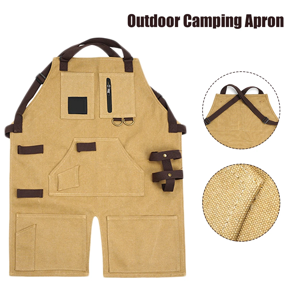 

Outdoor Camping Apron Storage Apron Breathable Picnic Barbecue Overalls Adjustable Strap Wear-resistant And Dirt-resi For Grill