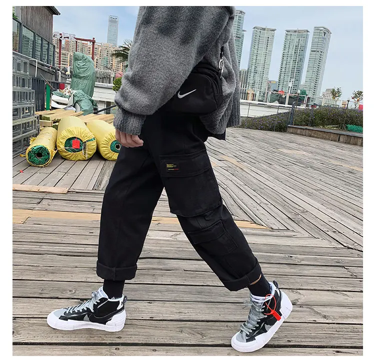 LAPPSTER Men Streetwear Cargo Pants Mens Overalls Hip Hop Joggers Thick Winter Sweatpants Male Harem Fashoins Track Pants