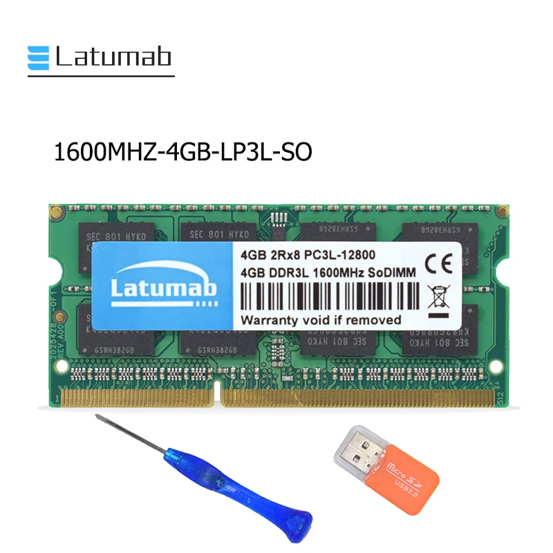 Latumab 4 ГБ 8 DDR3L1600mhz PC3L 12800 память для ноутбука SoDimm Память Ram 204 Pins Высокое качество