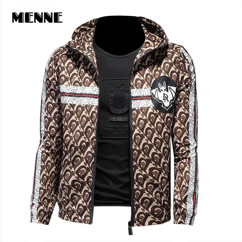 

New arrival Male jacket fashion Men jacket Spring Autumn slim hooded zipper letter print Casual jacket men